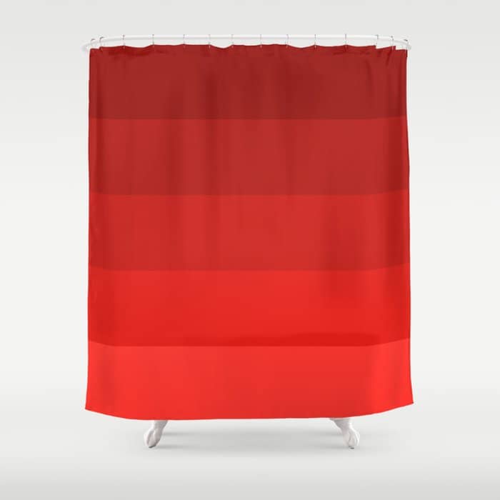 Red Striped Color Gradient Shower Curtain