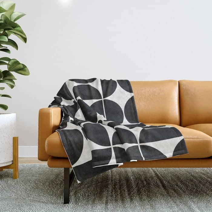 Mid-Century Modern Pattern No.3 - Black And White Throw Blanket