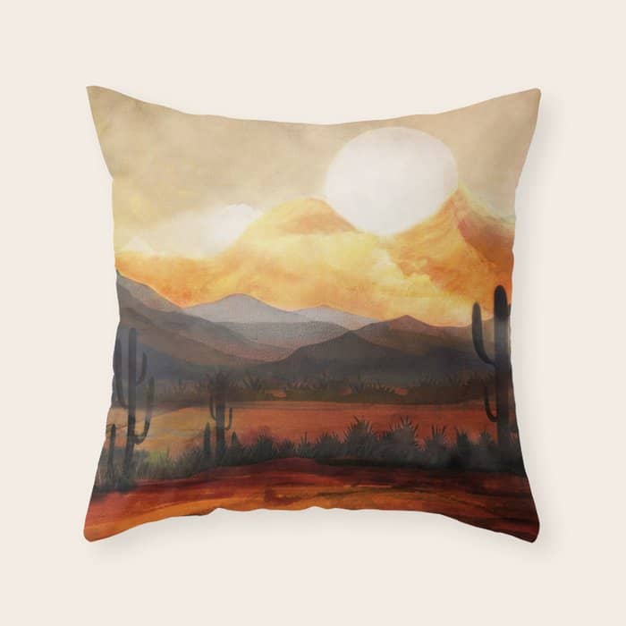 Desert In The Golden Sun Glow Throw Pillow