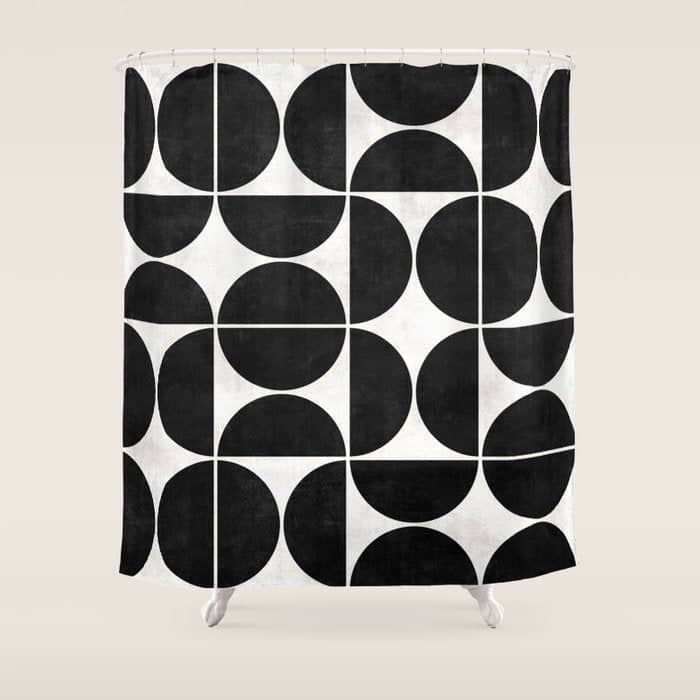 Mid-Century Modern Pattern No.3 - Black And White Shower Curtain