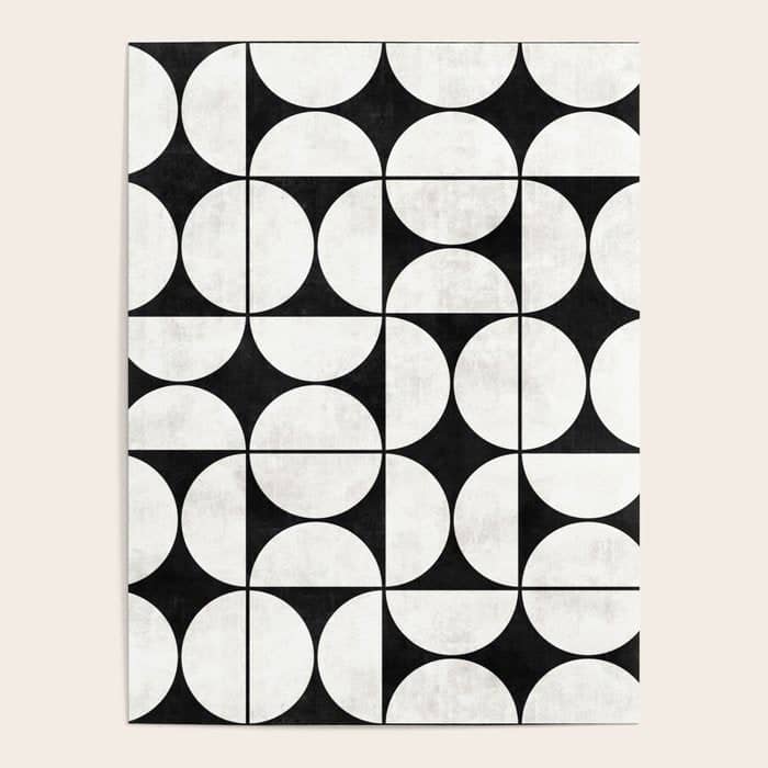 Mid-Century Modern Pattern No.2 - Black And White Poster