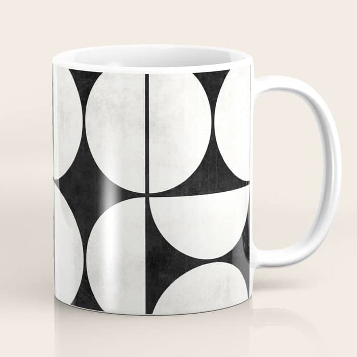 Mid-Century Modern Pattern No.2 - Black And White Coffee Mug