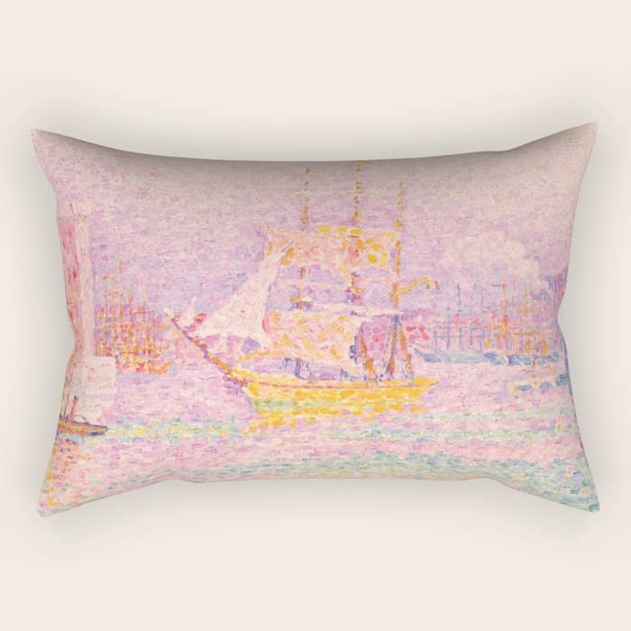 Paul Signac "Harbour At Marseilles" Rectangular Pillow