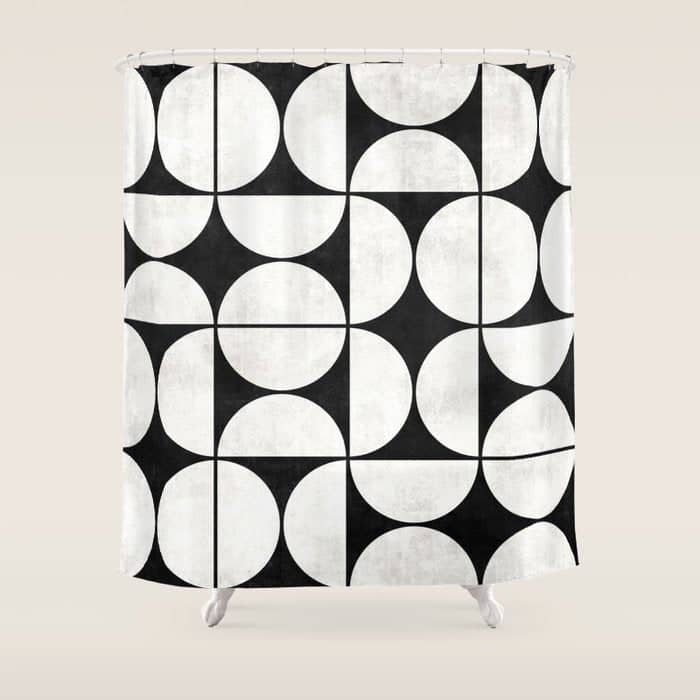 Mid-Century Modern Pattern No.2 - Black And White Shower Curtain