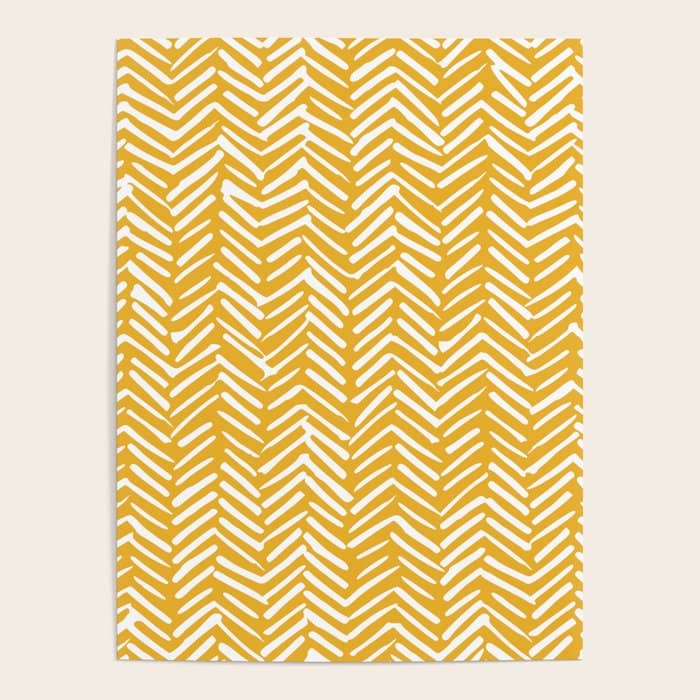 Boho Abstract Herringbone Pattern, Summer Yellow Poster