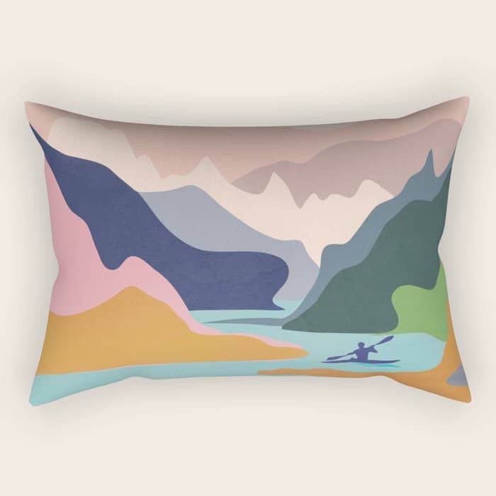 River Canyon Kayaking Rectangular Pillow