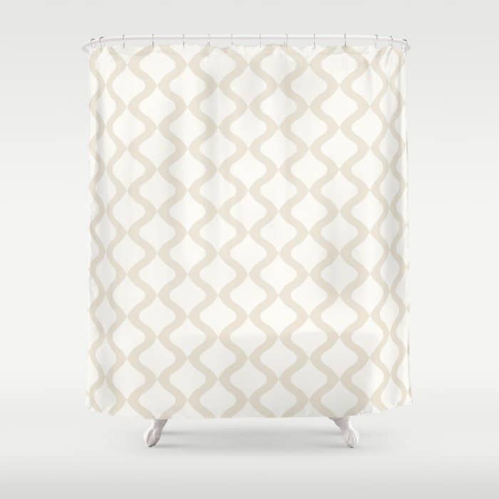 Alva Pattern - Vintage Neutral White Shower Curtain