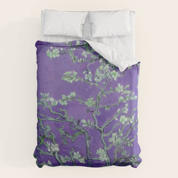 Vincent Van Gogh "Almond Blossoms" (Edited Purple) Duvet Cover