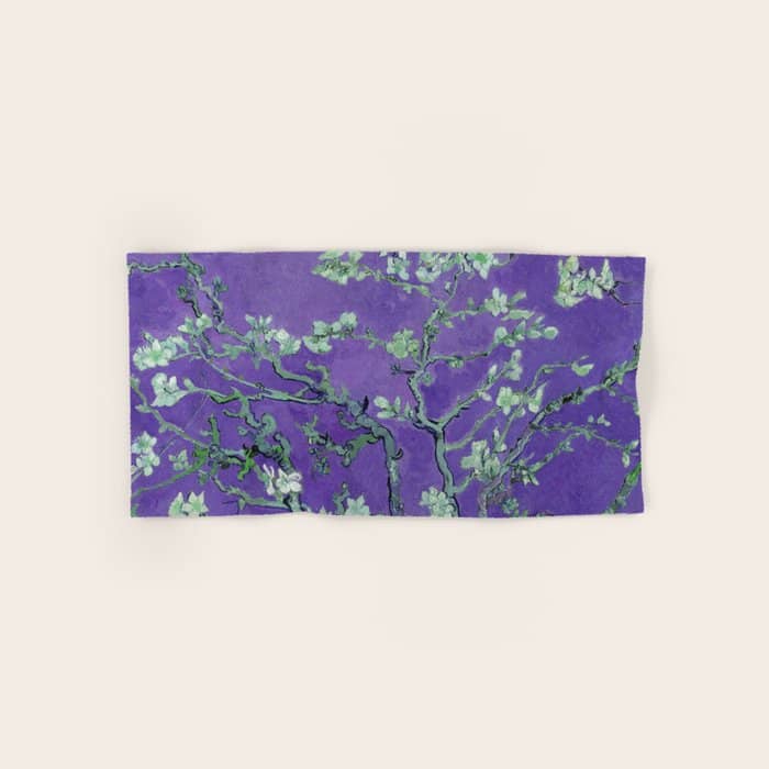 Vincent Van Gogh "Almond Blossoms" (Edited Purple) Bath Towel