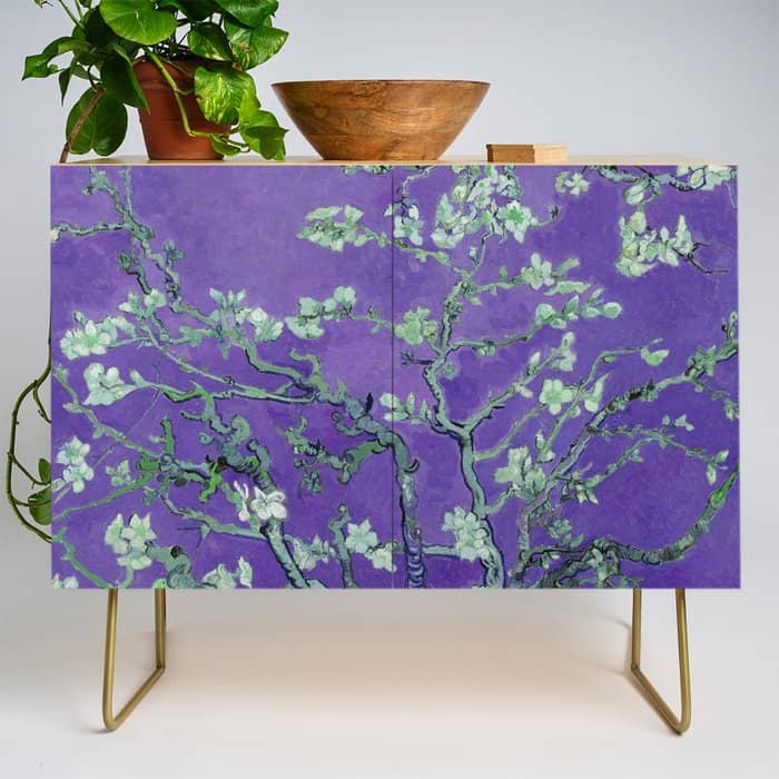Vincent Van Gogh "Almond Blossoms" (Edited Purple) Credenza