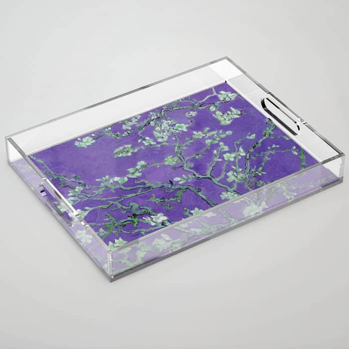 Vincent Van Gogh "Almond Blossoms" (Edited Purple) Acrylic Tray