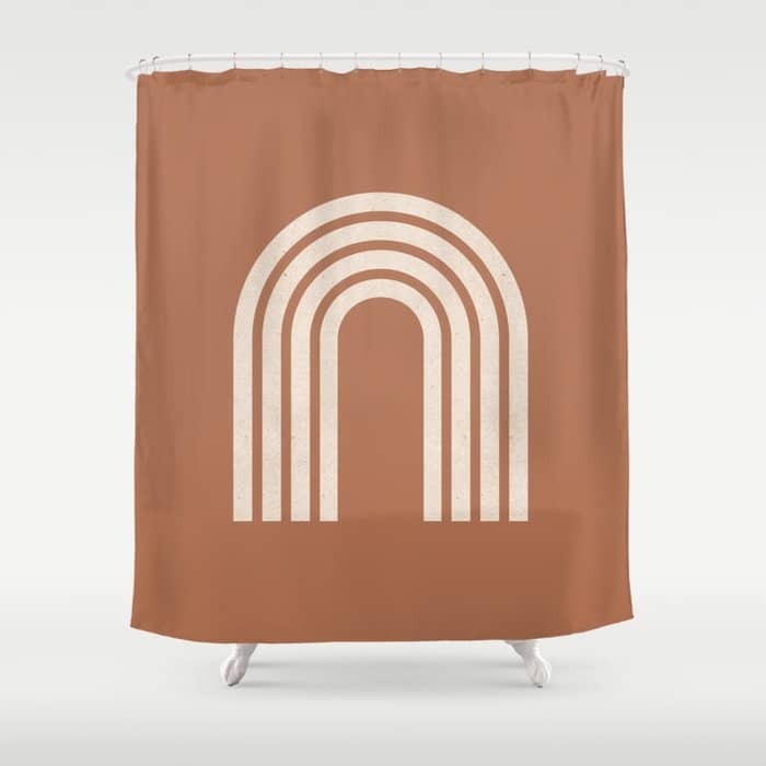 Woodblock Arch Terracotta Shower Curtain