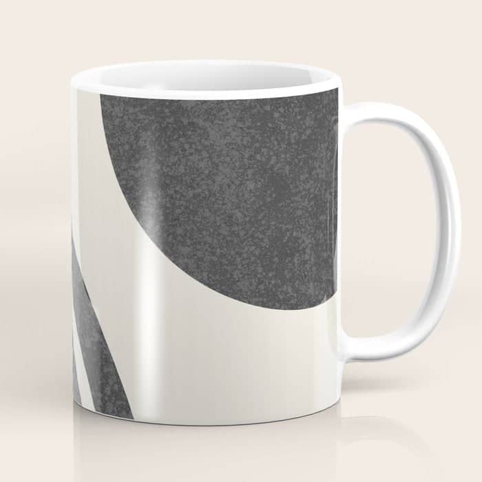 Mid Century Modern - Sun And Rainbow Black And White Coffee Mug