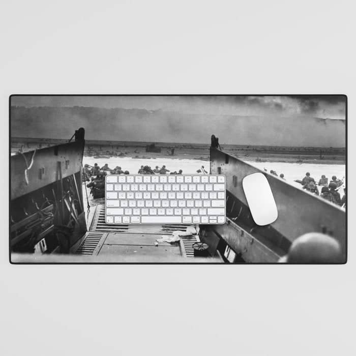 Into The Jaws Of Death - D-Day Vintage Photo By Robert F. Sargent Desk Mat