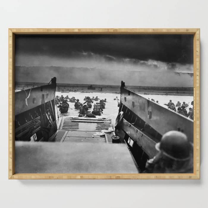 Into The Jaws Of Death - D-Day Vintage Photo By Robert F. Sargent Serving Tray