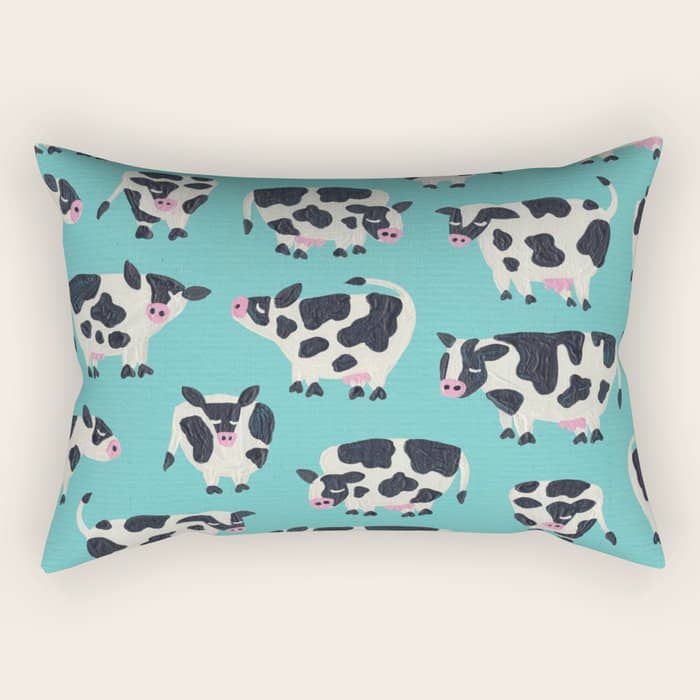 Cow Collection - Turquoise Rectangular Pillow