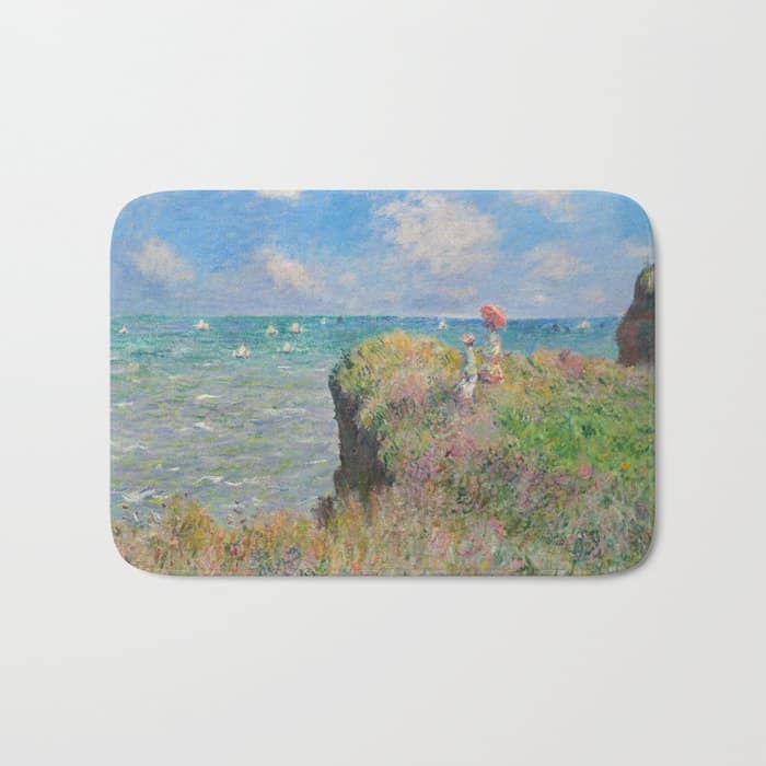 Claude Monet " Cliff Walk At Pourville" Bath Mat