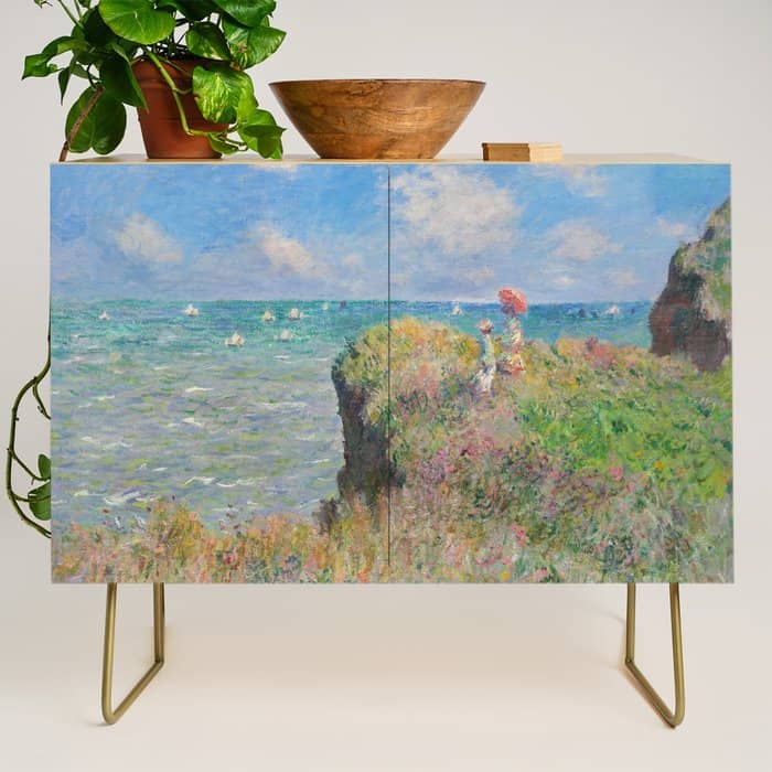 Claude Monet " Cliff Walk At Pourville" Credenza