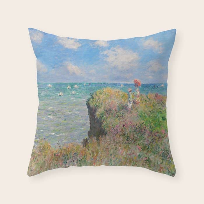 Claude Monet " Cliff Walk At Pourville" Throw Pillow