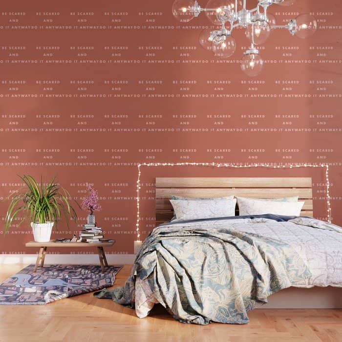 Inspirational Bravery Quote In Terra Cotta Wallpaper