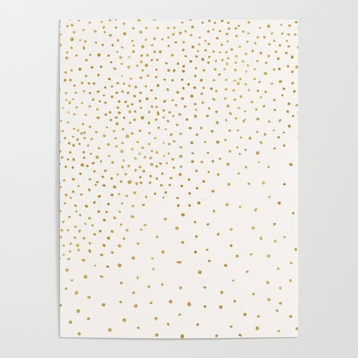 Falling Stars Metallic Gold Dot Pattern Poster