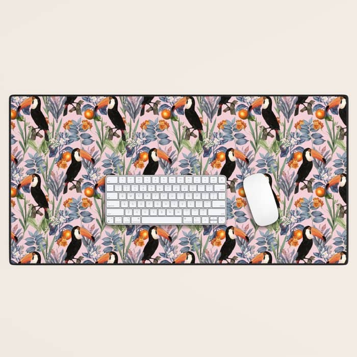 Tucan Garden #Pattern #Illustration Desk Mat