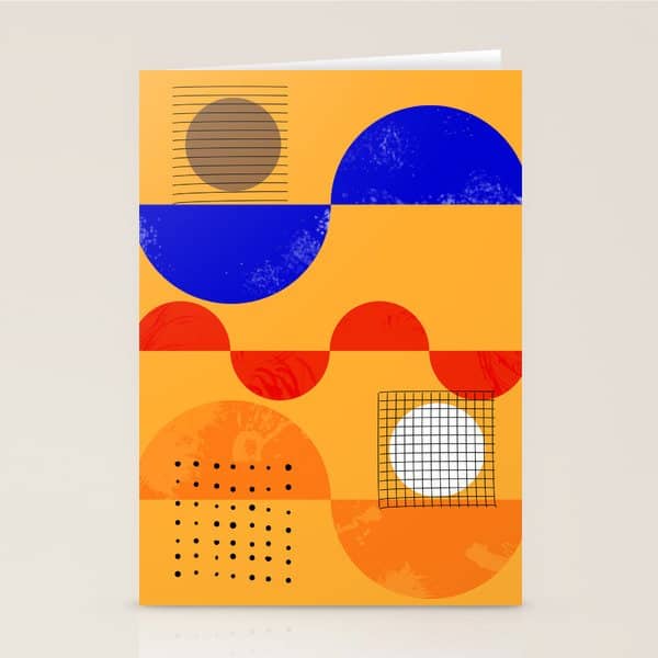 Mid-Century Shapes Abstract No7 Stationery Card