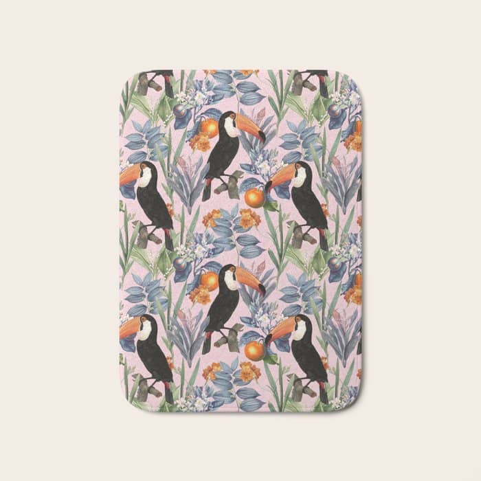 Tucan Garden #Pattern #Illustration Bath Mat