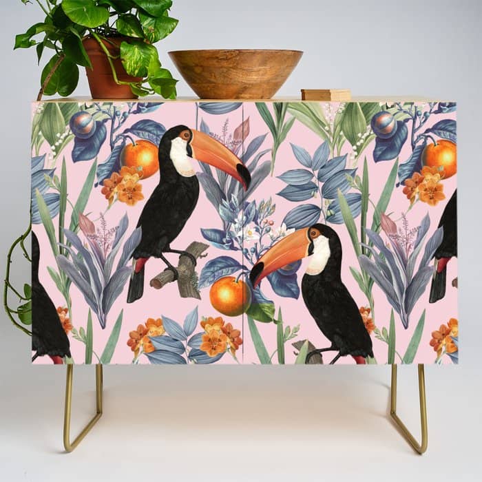 Tucan Garden #Pattern #Illustration Credenza