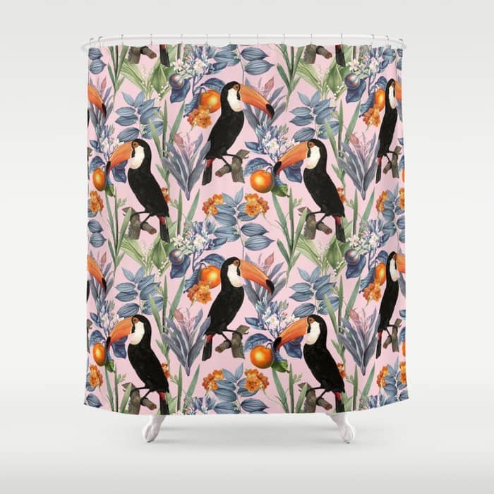 Tucan Garden #Pattern #Illustration Shower Curtain