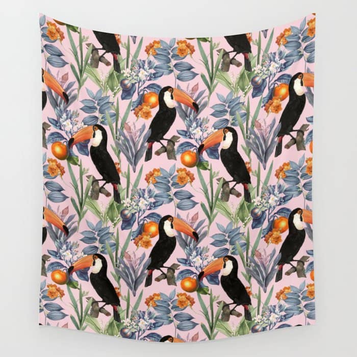 Tucan Garden #Pattern #Illustration Wall Tapestry
