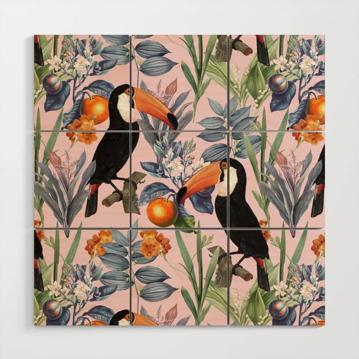 Tucan Garden #Pattern #Illustration Wood Wall Art