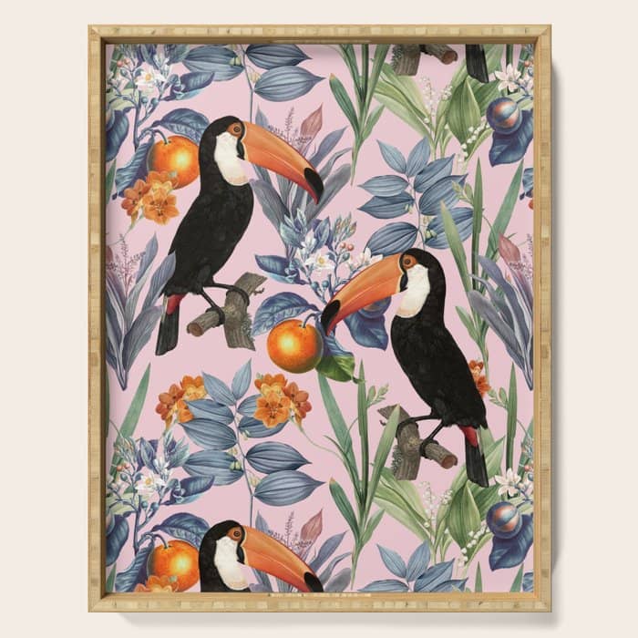 Tucan Garden #Pattern #Illustration Serving Tray