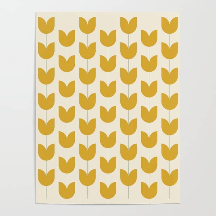 Spring Tulips Ii Yellow Mid Century Flowers Poster
