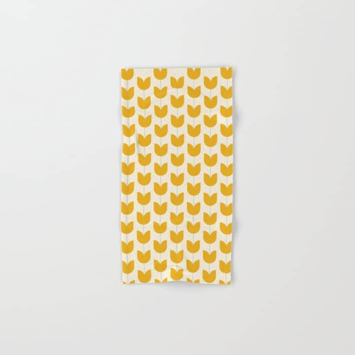 Spring Tulips Ii Yellow Mid Century Flowers Bath Towel