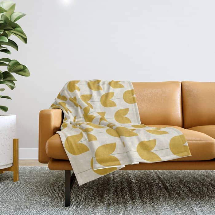 Spring Tulips Ii Yellow Mid Century Flowers Throw Blanket