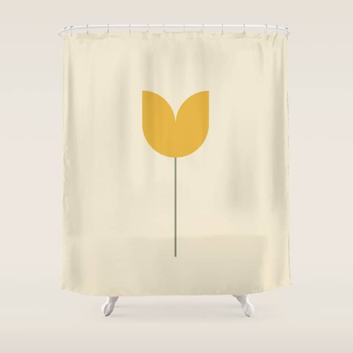 Vintage Tulip Minimalism - Yellow Shower Curtain