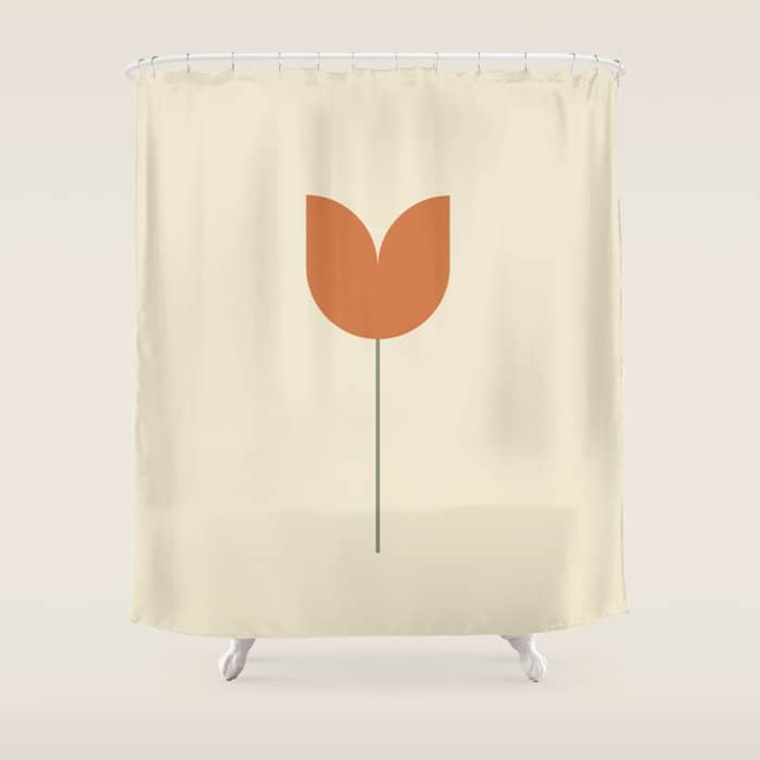 Vintage Tulip Minimalism - Red Shower Curtain