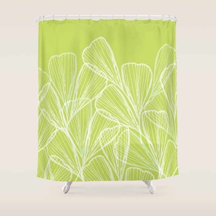 Minimal Modern Green Tropical Abstract Shower Curtain