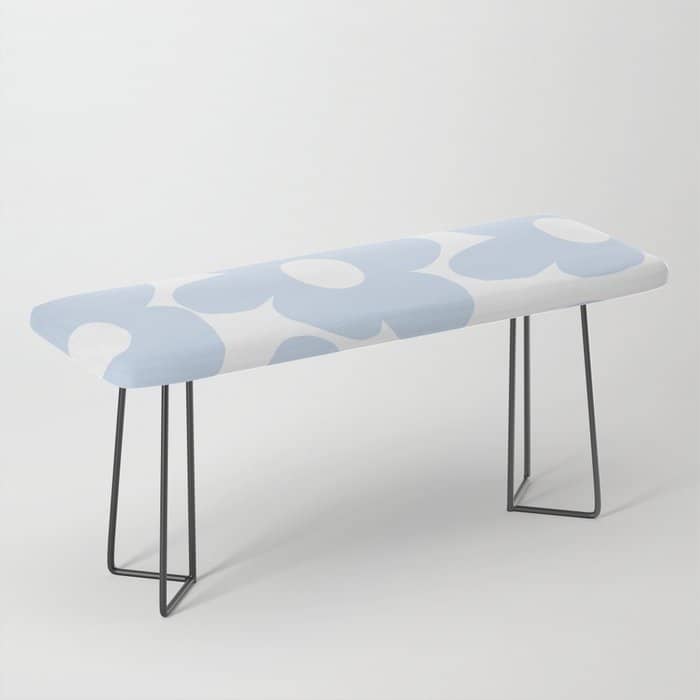 Large Baby Blue Retro Flowers White Background #Decor #Homestorie #Buyart Bench