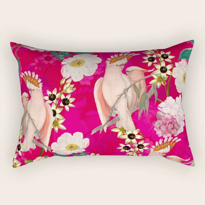 Vintage & Shabby Chic - Tropical Bird Flower Garden Rectangular Pillow