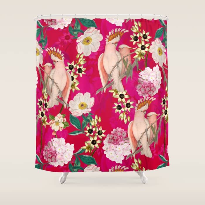 Vintage & Shabby Chic - Tropical Bird Flower Garden Shower Curtain