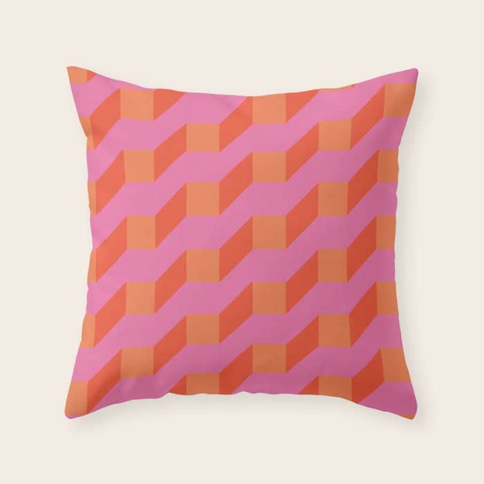 Retro Geometry Bright Pattern No10 Throw Pillow