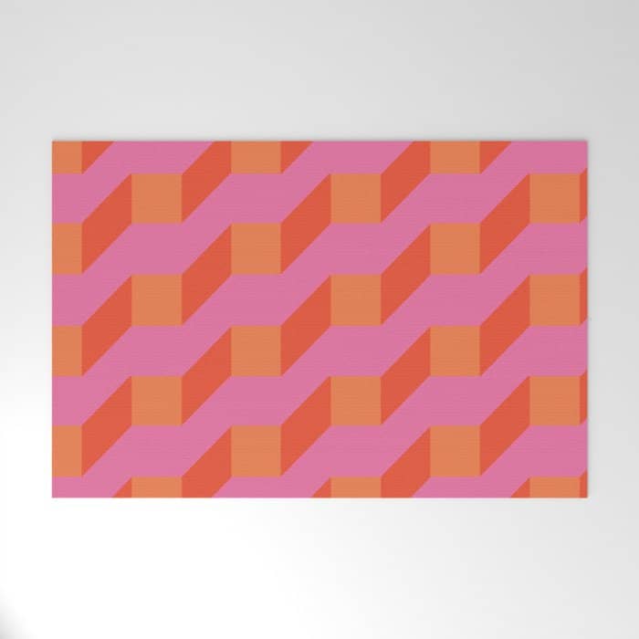 Retro Geometry Bright Pattern No10 Welcome Mat