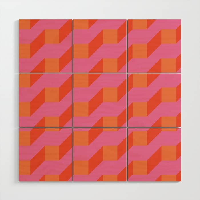 Retro Geometry Bright Pattern No10 Wood Wall Art