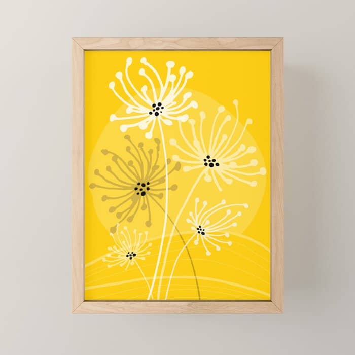 Yellow Queen Anne'S Lace Illustration Mini Art Print