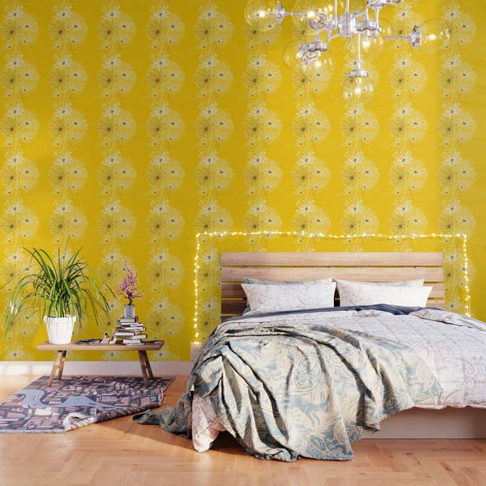 Yellow Queen Anne'S Lace Illustration Wallpaper