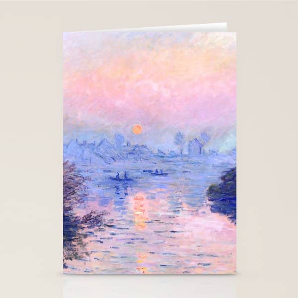 Claude Monet "Sunset On The Seine At Lavacourt. Winter Effect" Stationery Card