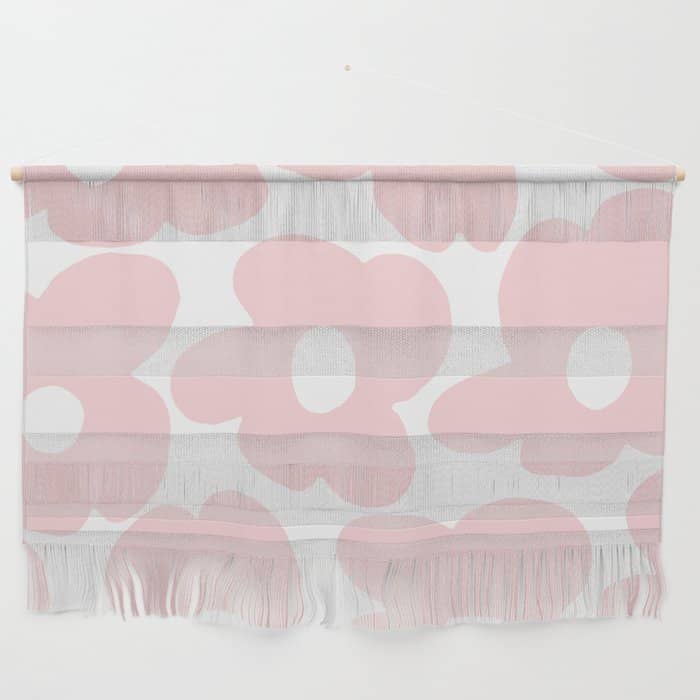 Large Baby Pink Retro Flowers On White Background #Decor #Homestorie #Buyart Wall Hanging