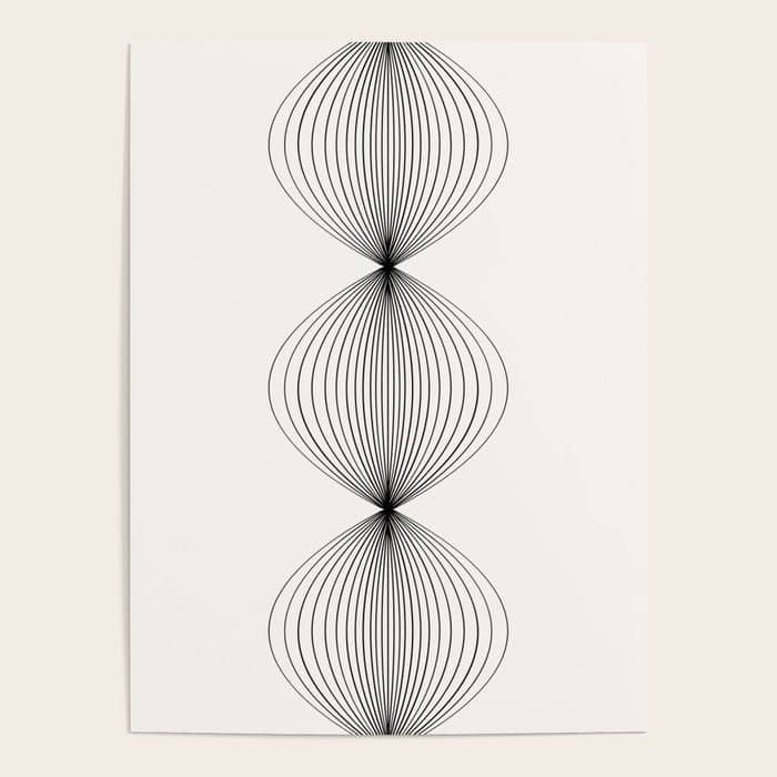 Geometric Orb Shapes - Black And White Poster